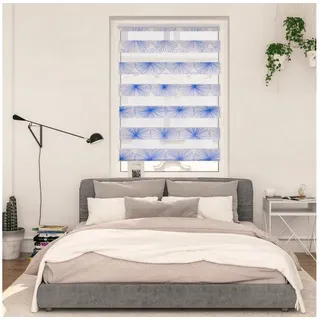 Duo Rollo / Doppelrollo Klemmfix 100 x 150 cm flower hweel/blau