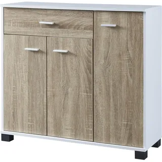 [en.casa] Sideboard Bobeck 72x80x28cm Weiß/Eiche