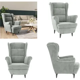 vidaXL Sessel Hellgrau Samt - Sessel - Wohnzimmersessel - Loungesessel - Lounge Sessel - Grau