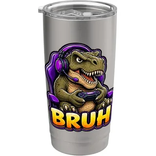Bruh Gaming T Rex Lustige Dinosaurier Gamer Konsole Meme Grafik Doppelwandiger Edelstahl-Thermobecher