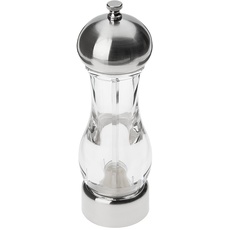 Fackelmann Salzmühle, Pfeffermühle mit Kunststoffmahlwerk, Gewürzmühle aus Acrylglas (Farbe: Transparent/Silber), Menge: 1 Stück