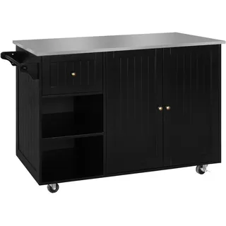 Mid.you Kücheninsel , Schwarz, Edelstahlfarben , Metall, Holzwerkstoff , 1 Schublade(n) Schubladen , einzeln stellbar , 116x89x49.5 cm , rollbar , Küchen, Küchenzeilen & Küchenblöcke, Küchenzeilen