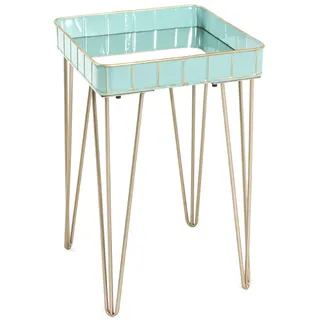 Haku-Möbel Beistelltisch BH18248 gold türkis 35 x 35 x 56 cm