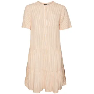 Vero Moda Women's VMBUMPY SS Short Dress WVN NOOS Kleid, Snow White/Stripes:Mock orange, XS