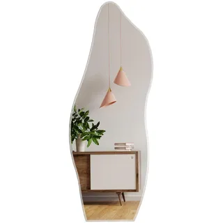 Muzilife Asymmetrischer Ganzkörperspiegel Rahmenloser Wandspiegel 160x60cm, Unregelmäßiger Großer Wandspiegel mit MDF-Rückwand, Dekorativer Spiegel für Wand Wohnzimmer Bad Flur Eingang, Deko
