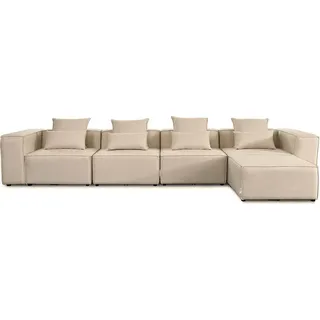HOME DELUXE - Sofa VERONA - Beige, Größe: XL - ca. 414 x 70 x 207 cm, Sitzhöhe: 46 cm, Sitztiefe: 80 cm, inkl. Kissen I Modulares Sofa Modulsofa Ecksofa Wohnlandschaft - Beige