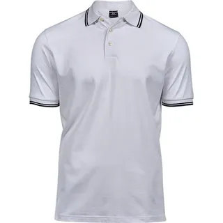 Tee Jays Herren Poloshirt, gestreift BC4042 (M) (Weiß/Marineblau) - Weiß