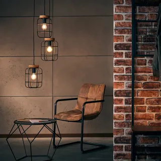 Brilliant Gwen 3-flg. Ø 42 cm rund Metall/Holz antik holz/schwarz