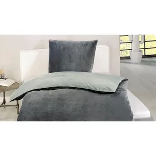 Gözze Wendebettwäsche »Superflausch in Gr. 135x200 oder 155x220 cm« 2 Stk. tlg. Fleece kuschelig warm im Winter, Bettwäsche mit Wendeoptik, silberfarben