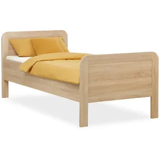 Homestyle4u Komfortbett 90x200 Seniorenbett Höhenverstellbar Holzbett Eiche Einzelbett Hohes