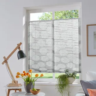 OTTO home Plissee "BELUM" Lichtschutz ohne Bohren verspannt im Fixmaß, Ausbrenner, Kreise, Blumen, Klemmträger, Für Fenster & Tür, hellgrau