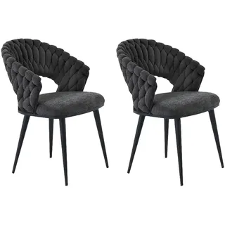Jockenhöfer Esszimmerstuhl Geldern Polyester grau/schwarz 2er Set