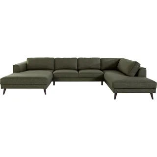 Home Affaire Wohnlandschaft »Lumber Jack, viel Platz, bequem, Breite 354cm, hoher Fuß, U-Form« in moderner Optik, grün