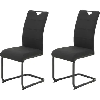Freischwinger HELA "Giselle Esszimmerstuhl BESTSELLER", grau (anthrazit, schwarz), B:43cm T:58cm, Stühle, Freischwinger, robuster Bezug, 120 Kg Belastbarkeit, 2er und 4er Set