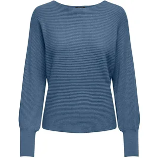 ONLY Damen Onladaline L/S Short Pullo KNT Noos Strickpullover Mit U-Boot-Ausschnitt 15226298,Coronet Blue W. Melange,S