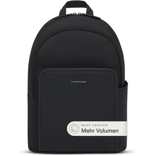 Kapten & Son Rucksack Aalborg NEW All Black 18 L | Rucksack Damen & Herren Schwarz | Handgepäck Rucksack mit 16'' Laptopfach | Backpack ideal für Uni, Arbeit, Reisen