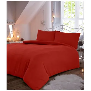 GC GAVENO CAVAILIA Flanell-Bettwäsche-Set Luxuriöse Qualität, einfarbig, Thermo-Biber-Bettbezug und Kissenbezüge, Baumwolle, rot, Doppelbett