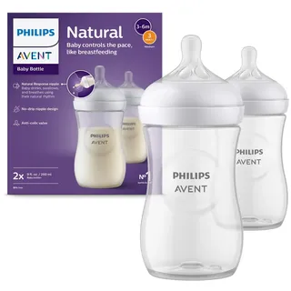 Philips Avent Natural Response – 2x Babyflaschen, 260 ml, für Neugeborene ab 1 Monat, BPA-frei (Modell SCY903/02) DUO 2 St Flaschen