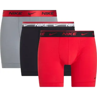 Boxershorts NIKE UNDERWEAR "BOXER BRIEF 3PK", Herren, Gr. L, 3 Stk., blk mlic armx wb, u rd, cl gr h sh wb, Jersey, Obermaterial: 95% Baumwolle, 3% sonstige Fasern, 2% Elasthan, kontrastfarbene Details, unifarben, körpernah, Unterhosen Boxershorts, mit NIKE Logo-Elastikbund