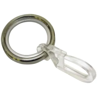 GARDINIA Gardinenringe für Ø 12 mm, Inklusive Gleiteinlage und Faltenlegehaken, Serie New York, 8 Stück, Edelstahl
