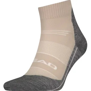 Kurzsocken HEAD "HEAD HIKING COOL QUARTER 1P", Damen, Gr. 43-46, grau (taupe), Materialmix, Socken Kurzsocken