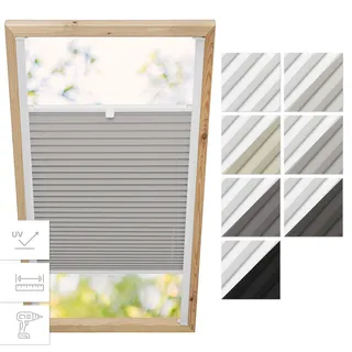 Estika Dachfenster Verdunkelung, Thermoplissee mit Bohren nach maß - 7 Stofffarben, 3 Profilfarben, Breite, 30-120 cm, Höhe 50-149 cm - Dachfenster Rollo, Fensterrollo innen, Fenster plissee