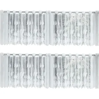 Lwezgi 2 Stück Scheibengardinen Bistrogardinen,Weiß VorhäNge Kurz Bistrogardine Schmetterling Jacquard Muster,für Fenster und Innenraum Dekoration in Küche, 150 * 50CM