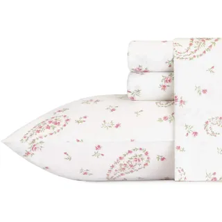 Laura Ashley Bettwäsche-Set für King-Size-Bett, weiches Satin-Baumwoll-Bettwäsche-Set, schlank, glatt und atmungsaktiv, Heimdekoration (Bristol Paisley, King-Size)