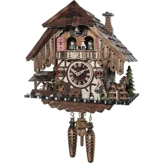 Engstler - 48718_QMT - Kuckucksuhr - Quarz - Nussbaum - mit Musik mit Tanzpaar - 35 cm