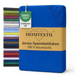 EXKLUSIV HEIMTEXTIL Jersey Spannbettlaken 60 x 120 cm Royalblau 100% Baumwolle Öko - Tex Zertifiziert Bed-Sheet Bettlaken Spannbetttuch