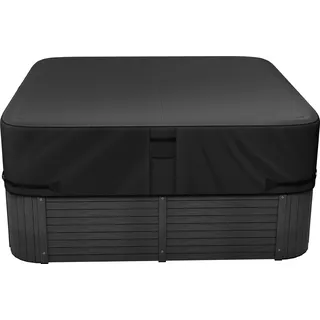 SucceBuy Abdeckung für Whirlpool (2285 x 2285 x 508 mm), wetterfest und wasserdicht, Staubschutz aus strapazierfähigem Oxford-Gewebe mit 950 N Reißfestigkeit, geeignet für Badewannen, Farbe Schwarz