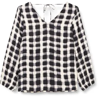 Kaffe Curve Damen Kclumila Bluse, Black/Broken White Check, 48 DE/Groß