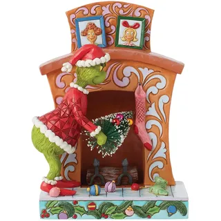 The Grinch by Jim Shore Grinch Pushing Tree Up Fireplace Figurine