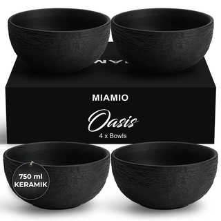 MIAMIO - 750 ml, Schüsseln/Bowl 4er Set, Salatschüsseln, Suppenschalen, Müslischüsseln, Servierschüsseln aus Keramik- mikrowellen-, spülmaschinen- und ofenfest - Oasis Kollektion