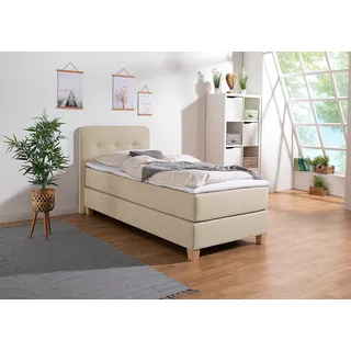 Home Affaire Boxspringbett »Fargo«, inkl. Topper, in 3 Matratzenarten, in Samt- oder Strukturstoff beige