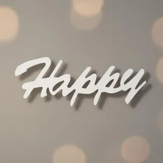 Mucola Holzschrift Dekoschild Happy Schriftzug Weiß MDF Wanddeko Holz Schild Aufhängen Buchstaben Holzbuchstaben Monogramm Tischdeko 3D - Weiß