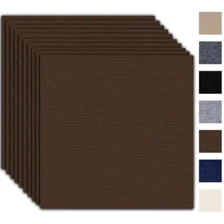 Selbstklebende Teppichfliesen 50x50cm Selbstliegend - 10 Stück Set - 2.5m2 - Teppichboden, Teppich Fliesen mit Rückendeckung, Strapazierfähiger Teppich Bodenbelag für Wohnung,Büro,Gewerbe,Dunkelbraun