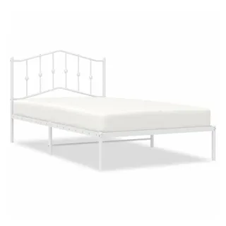 vidaXL Bettgestell mit Kopfteil Metall Weiß 100x200 cm
