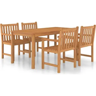vidaXL 5-teiliges Garten-Ess-Set 160 x 80 cm Massivholz Teak - Braun