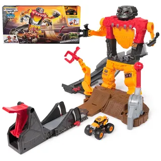 Monster Jam Smash & Bash SmashBot Spielset mit Launcher, exklusiver Monstertruck im Maßstab 1:64, 38,1 cm reparierbarer Roboter, Kinderspielzeug für Jungen und Mädchen ab 3 Jahren