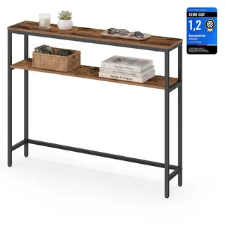VASAGLE Konsolentisch 20 x 100 x 80 cm vintagebraun-tintenschwarz