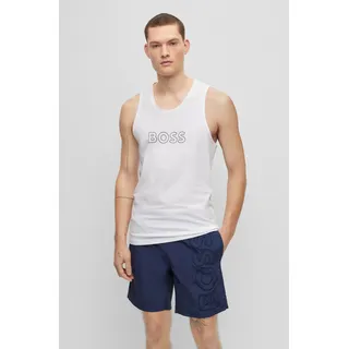 T-Shirt BOSS "Beach Tank Top", Herren, Gr. L, weiß 100, Single Jersey, Obermaterial: 100% Baumwolle, unifarben, körpernah normal, tiefer Rundhals, eingefasste Kante, Shirts T-Shirt, mit UV Schutz (SPF 50+)