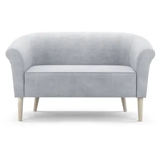 GUTTO Skandinavisches Sofa 2 Sitzer --LILIE-- Hellgrau Sitzbank Velour Lieferung 7 Tage - hohe Beine aus Holz in Schwarz Weiẞ Buche - Grau