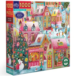 eeBoo PZTHYV Holiday Village 1000 Teile – Puzzle für Erwachsene aus recyceltem Karton – Tauchen Sie EIN in die Magie von Weihnachten