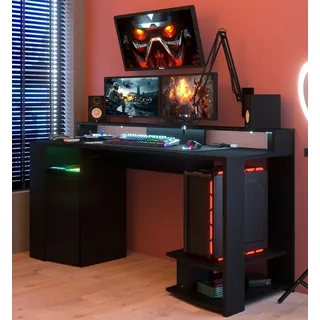 Parisot Gamingtisch "Gaming" in schwarz Gamer Schreibtisch Parisot inkl. LED Beleuchtung - Schwarz