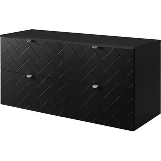 Badezimmerschrank, Schwarz mit silberner Griff / mit oberer Platte, 120 x 57 x 46 cm