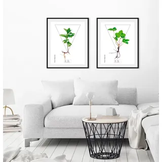 Bild QUEENCE "Mentha", grün (farbe rahmen: schwarz, farbe bild(er): grün), B:50cm H:70cm, Acrylglas, Holz, Papier, Bilder, Bild, HD Premium Poster-Druck inkl. Holzrahmen