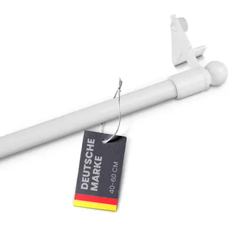 Klemmstange 40-60 cm, ausdrehbar ( Ø8/10mm ) Montage ohne Schrauben, Bohren, Kleben - Gardinenstange in Weiß zum klemmen ( Globe ) - Weiß
