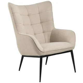 Mid.you Ohrensessel , Beige , Textil , 76.5x99x89.5 cm , Wohnzimmer, Sessel, Ohrensessel