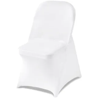 Vevor Stuhlhussen Stuhlbezug Stretch 150 Stk. waschbarer & abnehmbarer Stuhlüberzug aus Polyester-Spandex für Hochzeitsfeiern Esszimmerbankette, passend für Klappstühle (45 x 46 x 77 cm) Weiß